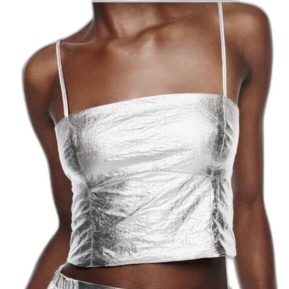 NWOT Zara Metallic Bustier Top, S